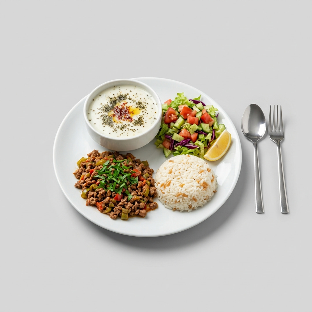 Yayla Çorbası- Kıyma Sote - P.Pilavı - Salata